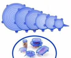 Крышки для посуды многоразовые силиконовые растягивающиеся (НАБОР 6шт D=7, 10, 12, 15, 17, 20см)