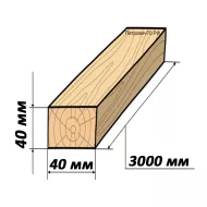 Брусок строганный 40х40х3000 проф-й естест. влажности