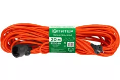 Удлинитель-шнур 20м (1 роз., 2,2кВт, б/з, ПВС 2х1) Юпитер, арт.JP8401-02