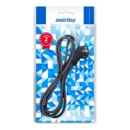 Сетевой шнур SMARTBUY в тканевой оплетке с/з 1,8 метра, 10А/2,2кВт, черный (SBE-10-P08-b) 1/100