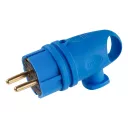 Вилка угловая с ушком (с/з, 16А, 250В) каучук, синяя Юпитер
